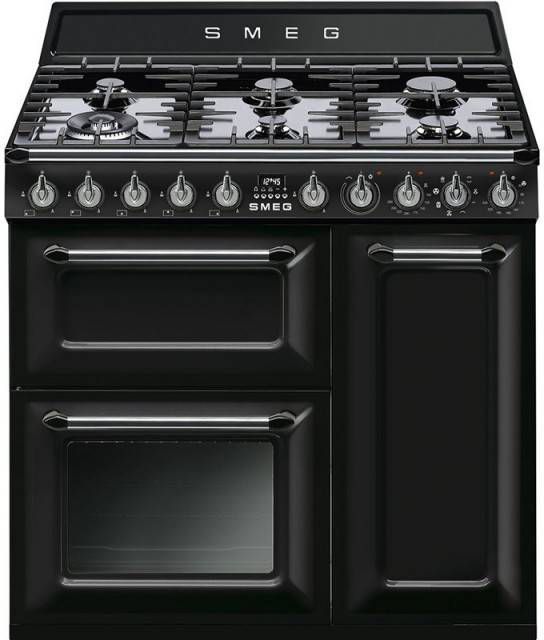 Smeg TR93NNLK gasfornuis zwart nu met GRATIS Smeg 50's waterkoker...